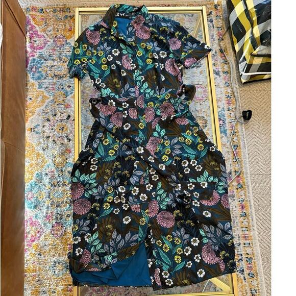 J.Crew x Abigail Borg Floral Shirt Dress Black Multi 00, XS - Picture 5 of 10